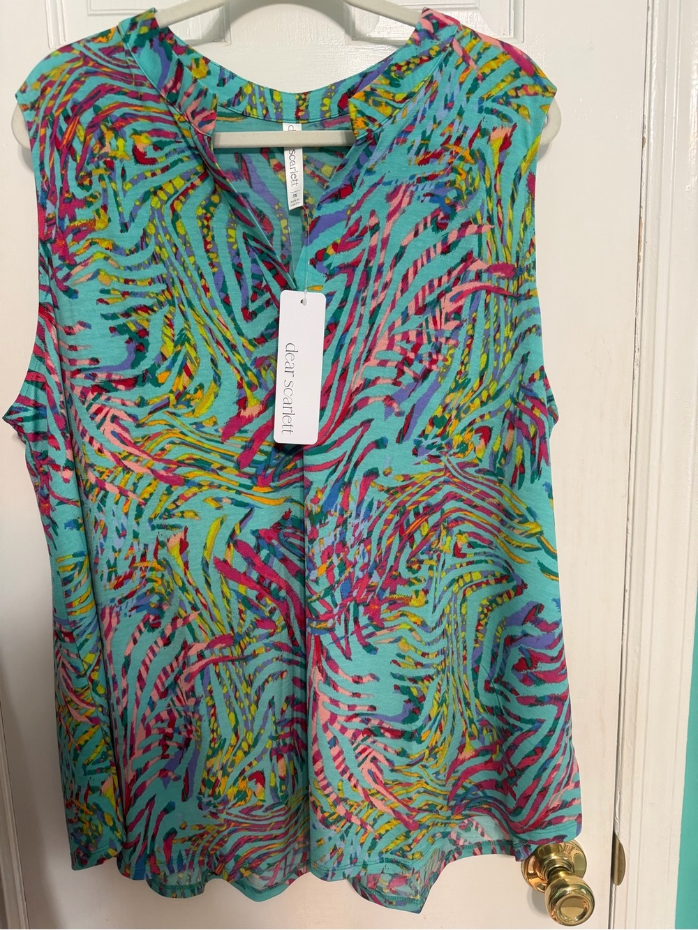 3x Scarlett Turquoise Multi-Color Sleeveless V-Neck Top, NWT, $20